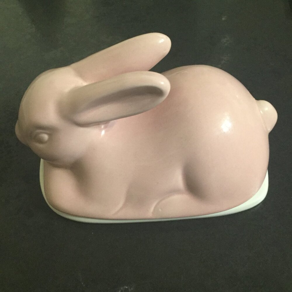 Super cute Bunny Butter dish measured 5 high and 8 long  4x6 space for butter
